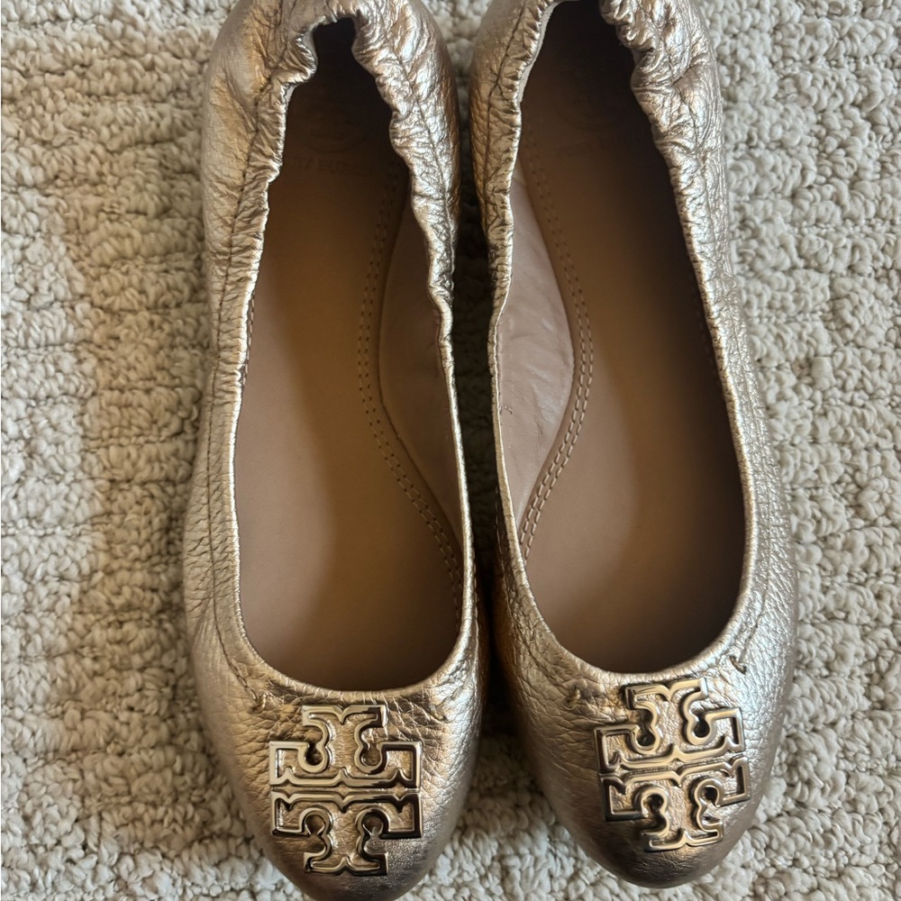 Tory Burch Metallic Gold Flats